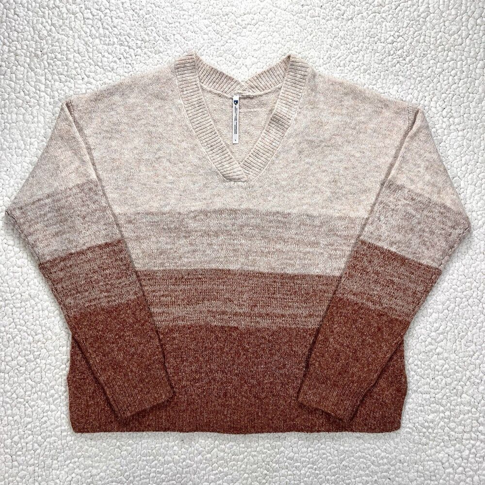 KÜHL Ombre Knit‎ V-Neck Sweater Women's L Cozy Gorpcore Hiking Cabin Block Knit